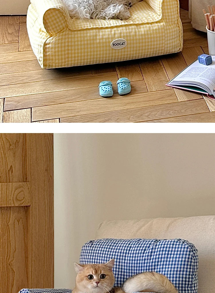 Blue and Yellow resting cat lounge - Luxe