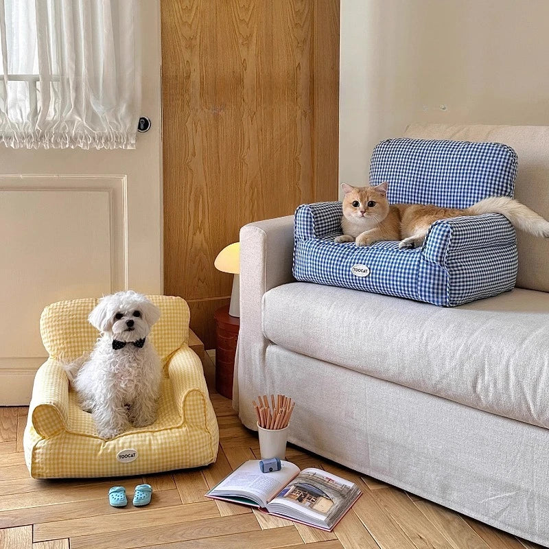 Blue and Yellow resting cat lounge - Luxe