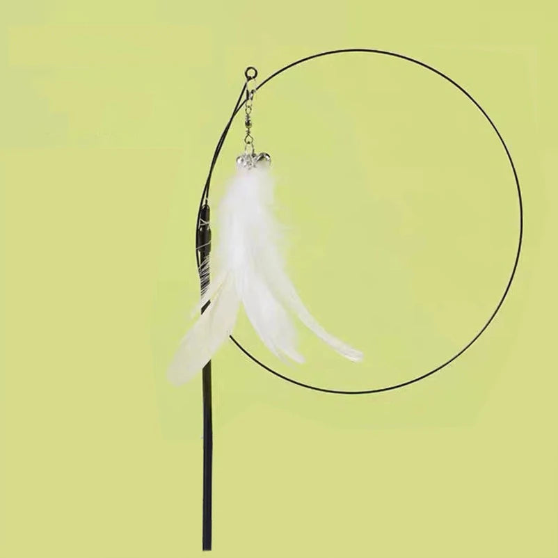 Cat Toy Feather Stick Interactive Toy Super Suction Kitten Toy Cup Removable 2 Feather Replacement Cat Accessories