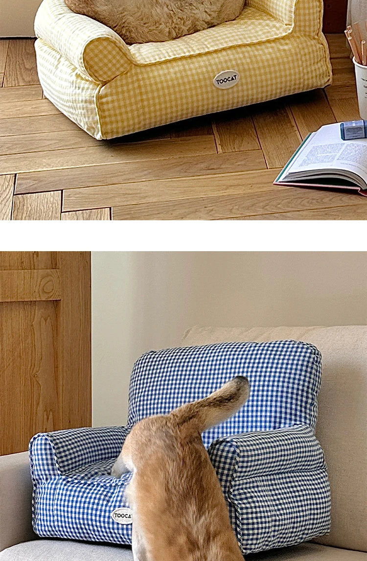 Blue and Yellow resting cat lounge - Luxe