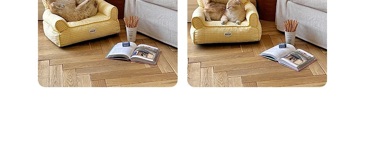 Blue and Yellow resting cat lounge - Luxe