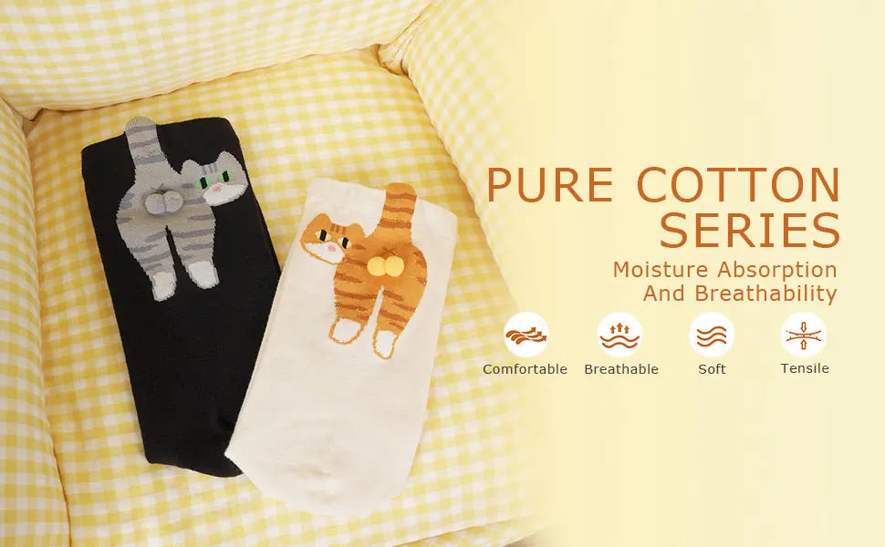 Cartoon Cute Cat Balls Cotton Socks Kawaii Lolita Knitting Socks Women Girls Middle Tube Sleep Sock Cat Print Floor Sock