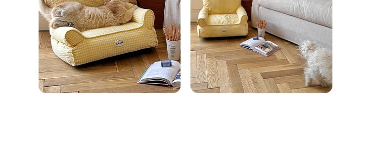 Blue and Yellow resting cat lounge - Luxe